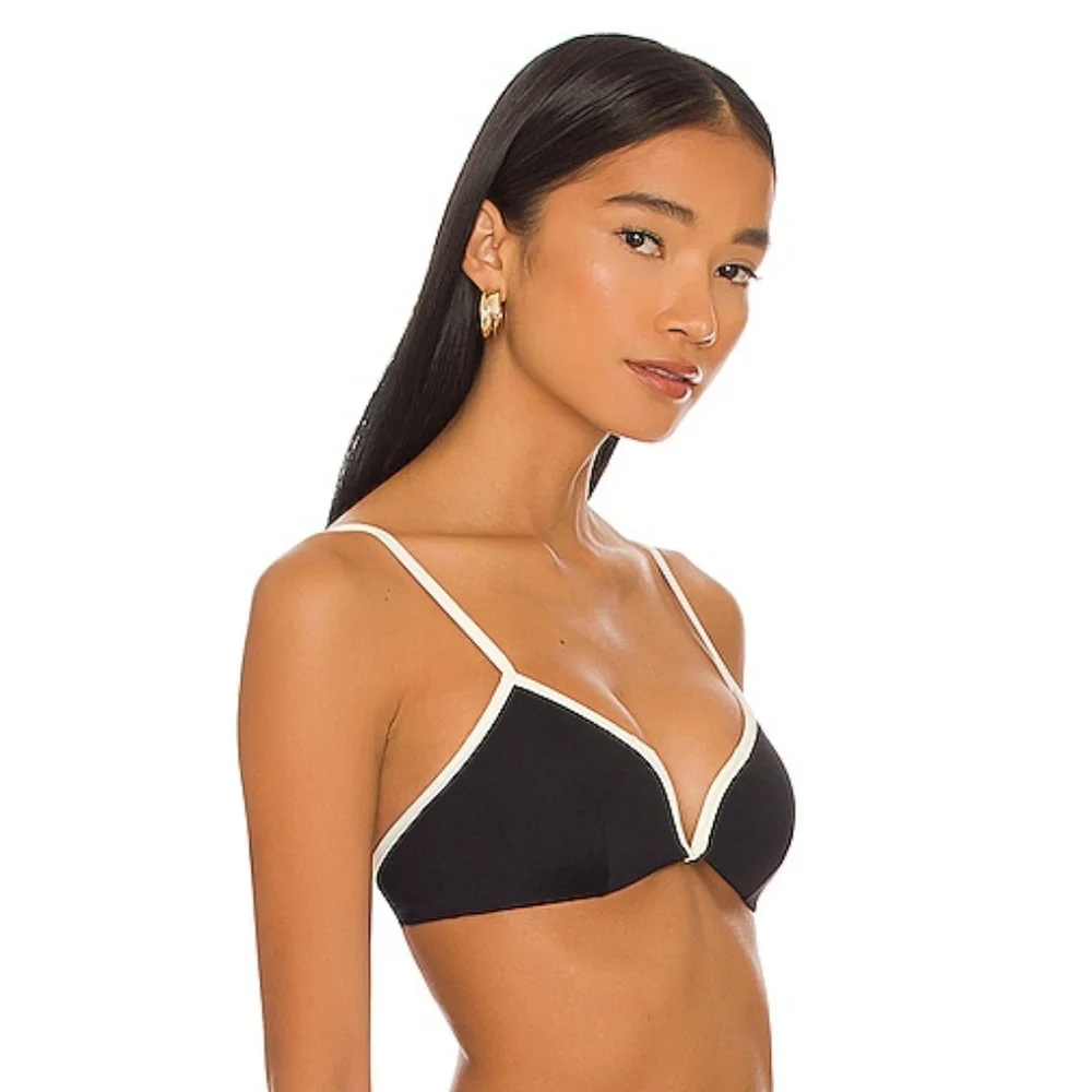 L*Space Helena Bikini Top Black Cream